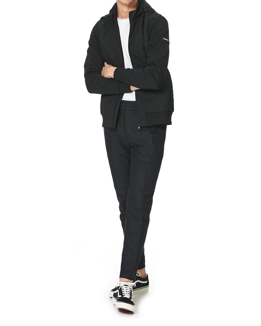 Herre | Trøjer | Calvin Klein | Quilted Nylon Mix Full Zip Hoodie Black