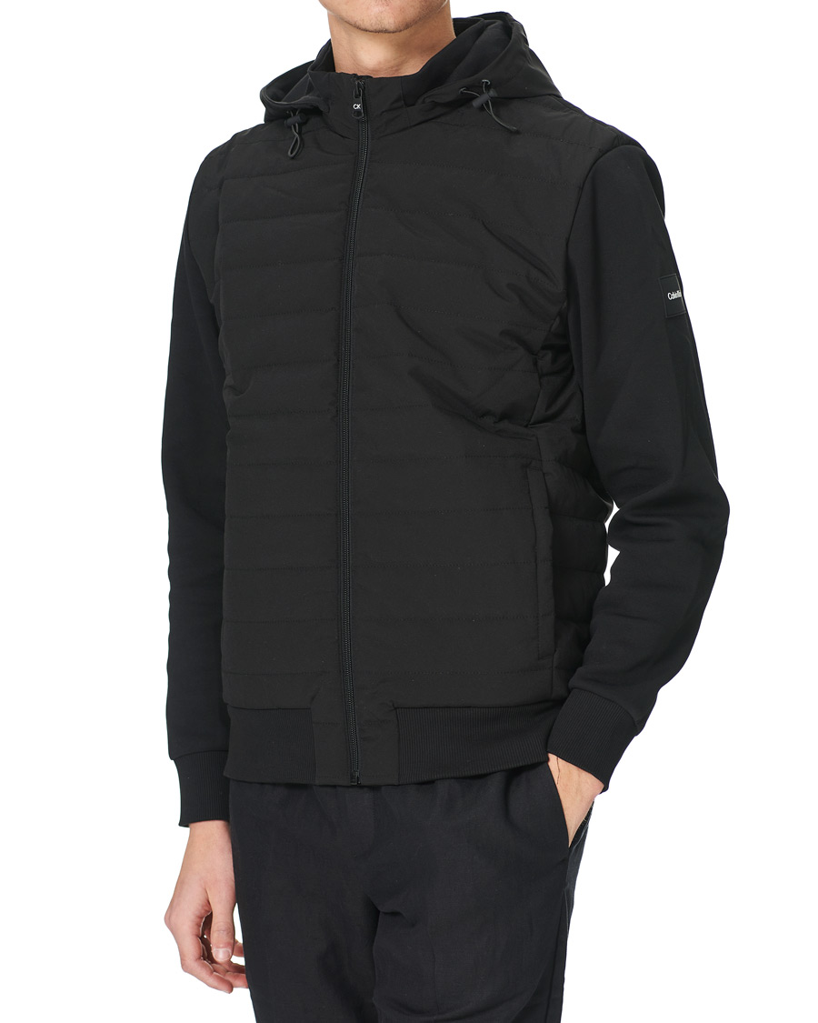 Herre | Trøjer | Calvin Klein | Quilted Nylon Mix Full Zip Hoodie Black
