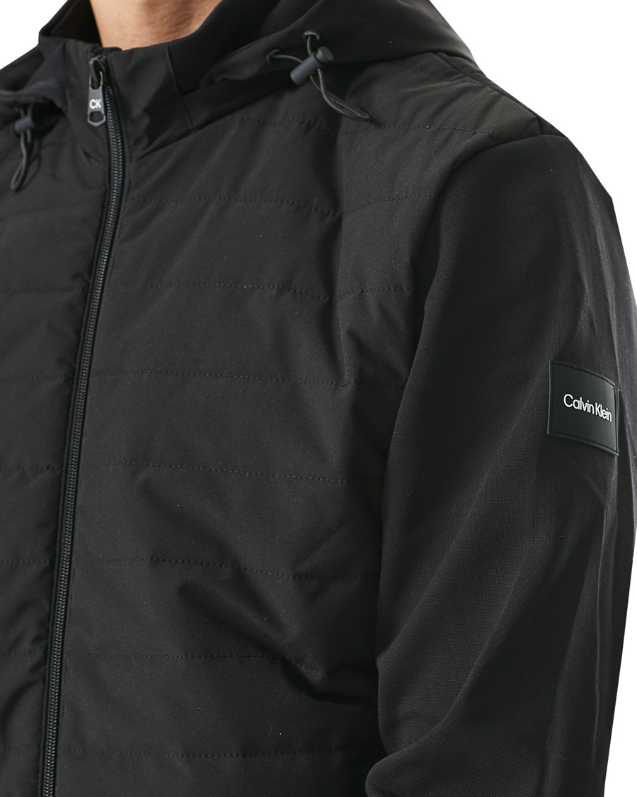 Herre | Trøjer | Calvin Klein | Quilted Nylon Mix Full Zip Hoodie Black