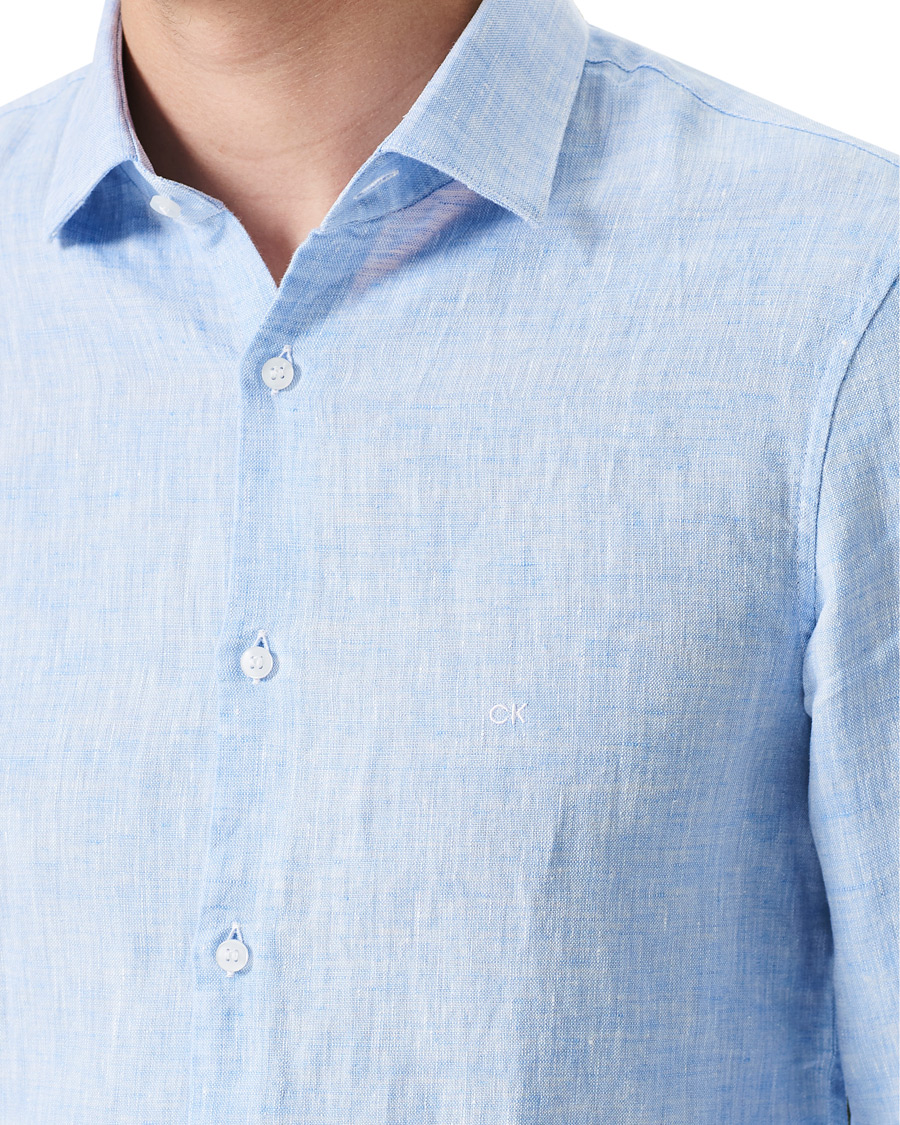 Herre | Skjorter | Calvin Klein | Slim Fit Linen Shirt Blue