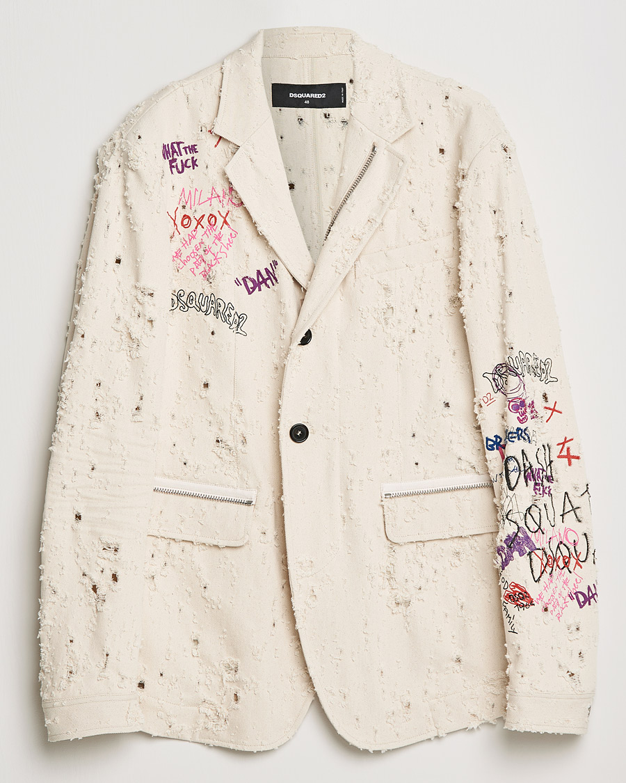 Herre | Blazere & jakker | Dsquared2 | Painted Military Blazer Light Beige