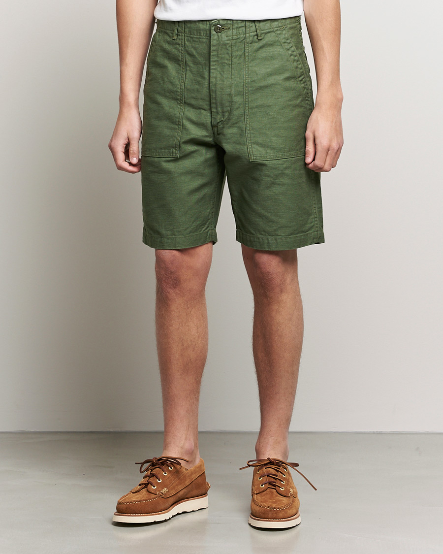 Herr |  | orSlow | Slim Fit Original Sateen Fatigue Shorts Green