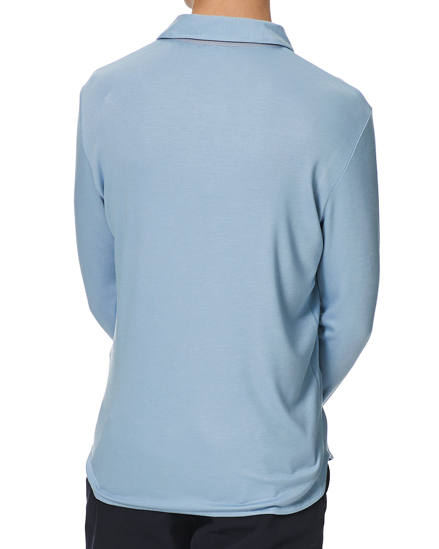Herre | Trøjer | Giorgio Armani | Silk Blend Long Sleeve Polo Light Blue