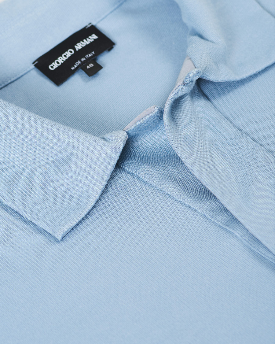 Herre | Trøjer | Giorgio Armani | Silk Blend Long Sleeve Polo Light Blue