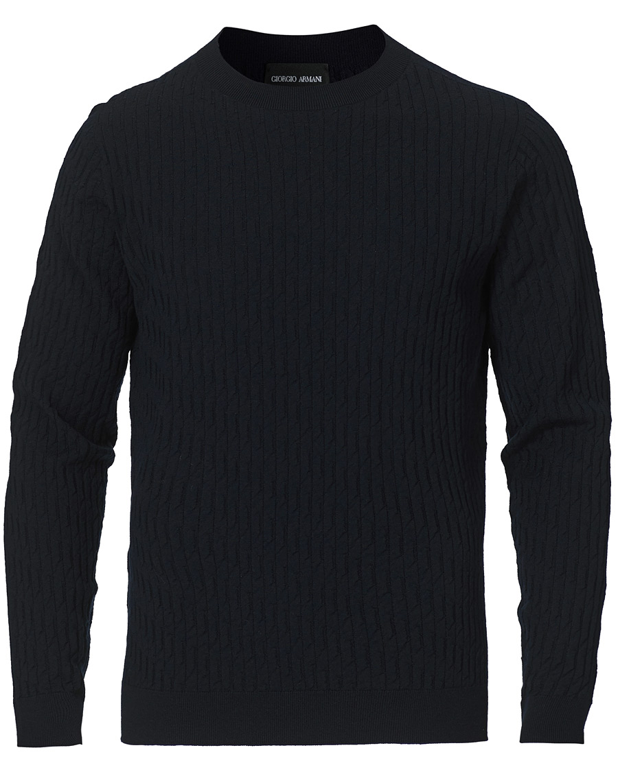 Herre | Trøjer | Giorgio Armani | Wool Blend Crew Neck Sweater Navy