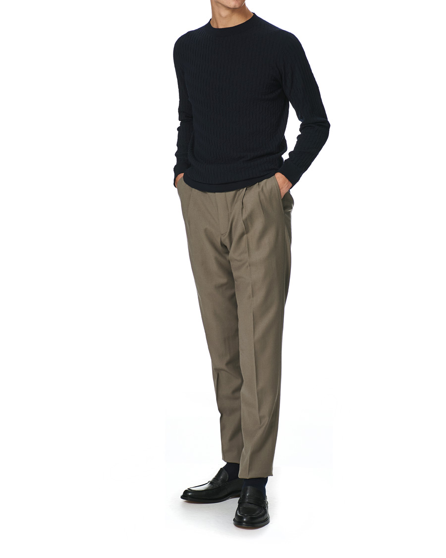 Herre | Trøjer | Giorgio Armani | Wool Blend Crew Neck Sweater Navy