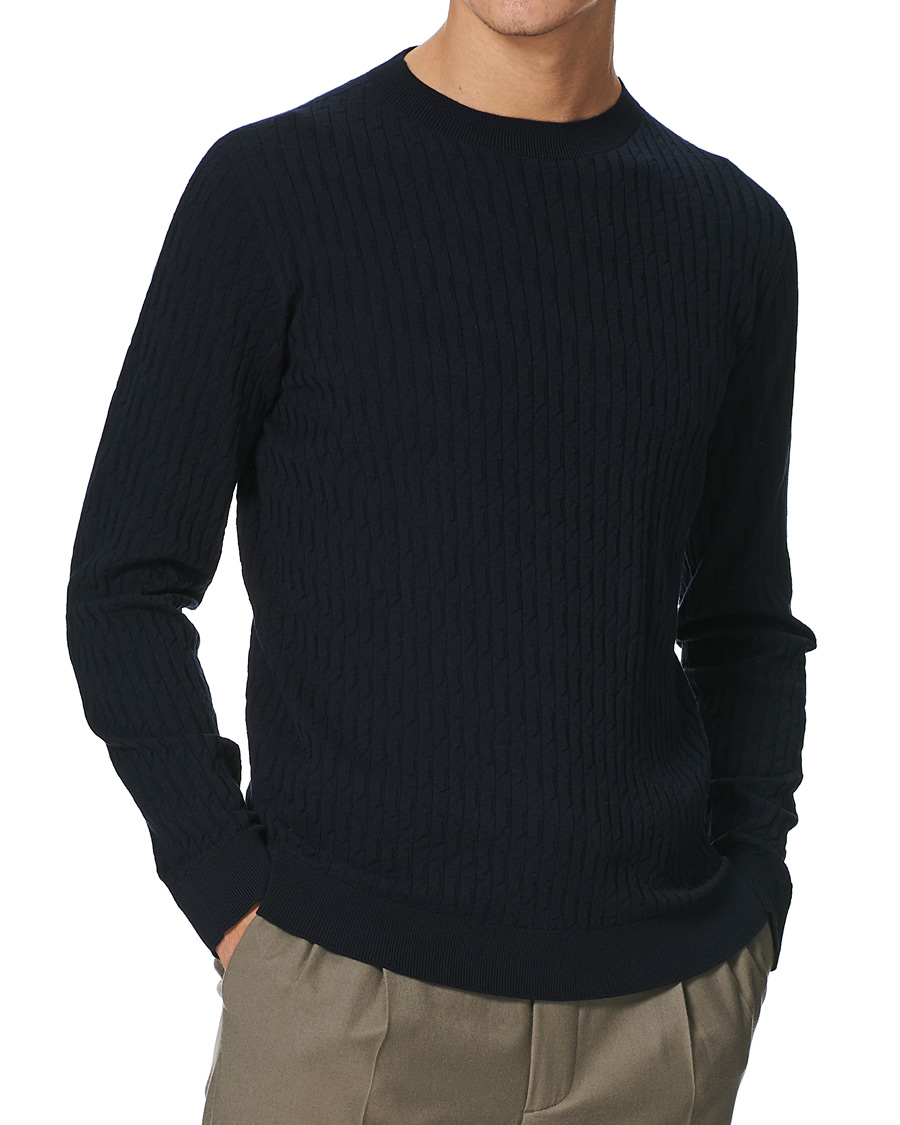 Herre | Trøjer | Giorgio Armani | Wool Blend Crew Neck Sweater Navy