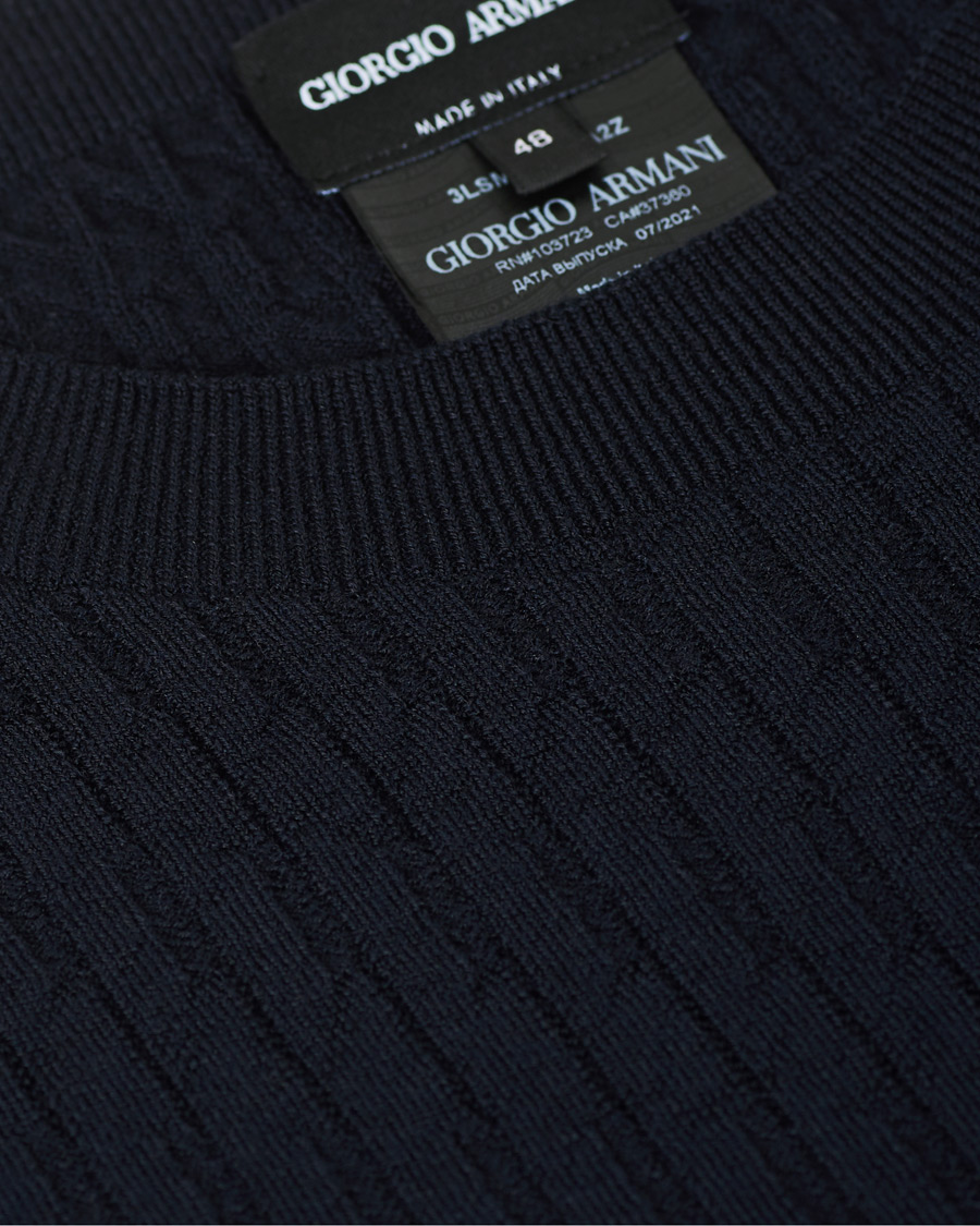 Herre | Trøjer | Giorgio Armani | Wool Blend Crew Neck Sweater Navy