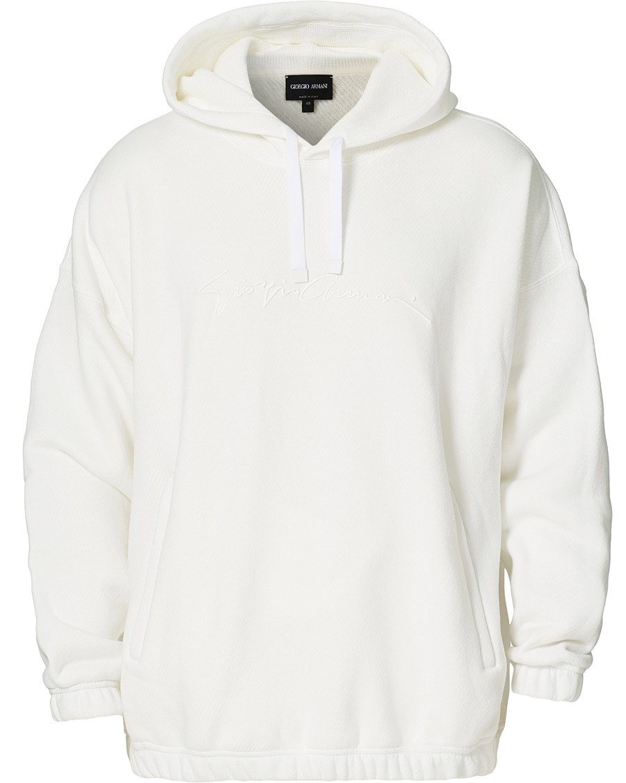 Herre | Trøjer | Giorgio Armani | Denim Cotton Hoodie White
