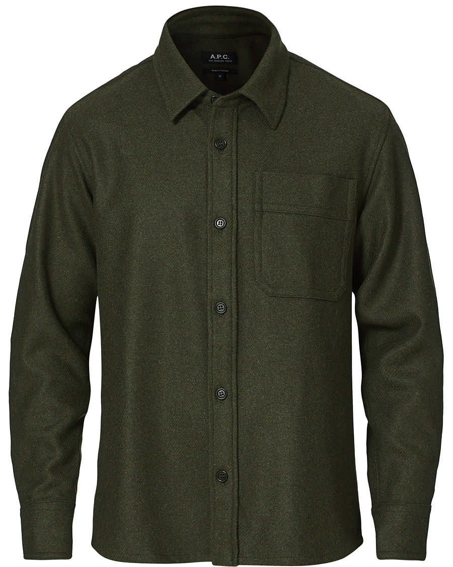 Herre | Skjorter | A.P.C. | Basile Wool Shirt Jacket Olive