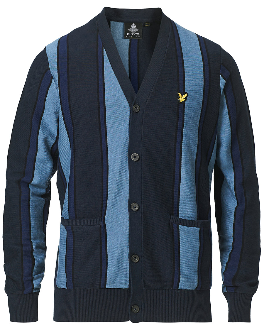 Herre | Trøjer | Lyle & Scott | Stripe Cardigan Slate Blue/Navy