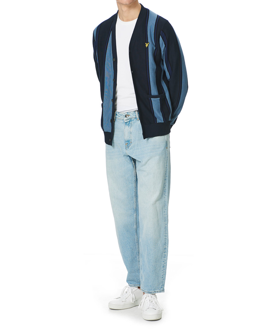Herre | Trøjer | Lyle & Scott | Stripe Cardigan Slate Blue/Navy