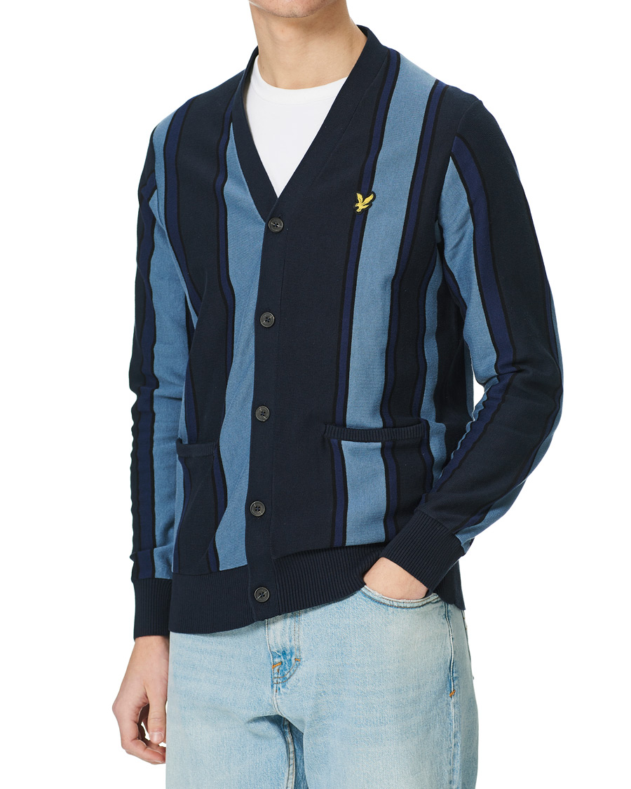 Herre | Trøjer | Lyle & Scott | Stripe Cardigan Slate Blue/Navy