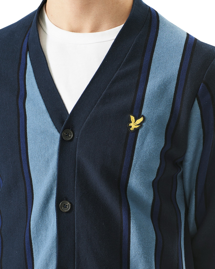 Herre | Trøjer | Lyle & Scott | Stripe Cardigan Slate Blue/Navy