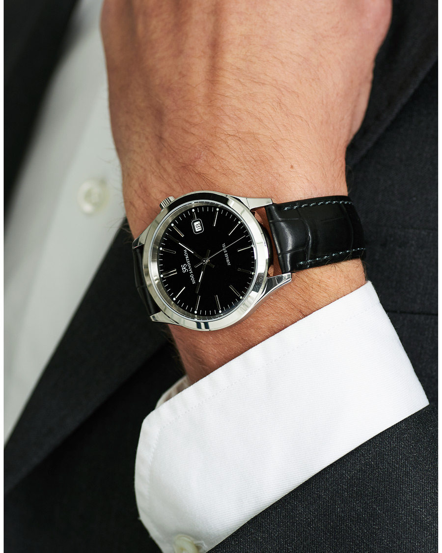 Herre | Sjöö Sandström Jubilee Steel Quartz 40mm Black/Black Calf | Sjöö Sandström | Jubilee Steel Quartz 40mm Black/Black Calf