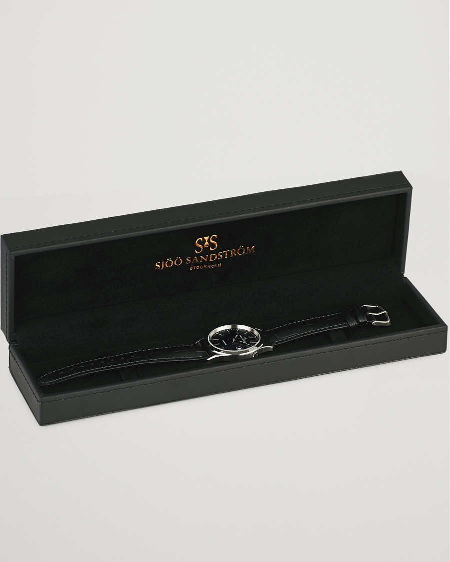 Herre | Sjöö Sandström Jubilee Steel Quartz 40mm Black/Black Calf | Sjöö Sandström | Jubilee Steel Quartz 40mm Black/Black Calf