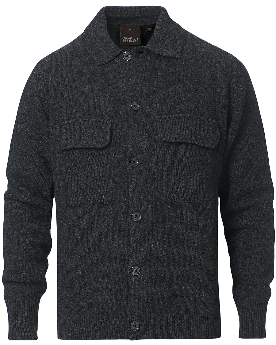 Herre | Trøjer | Oscar Jacobson | Logan Wool Cardigan Charcoal