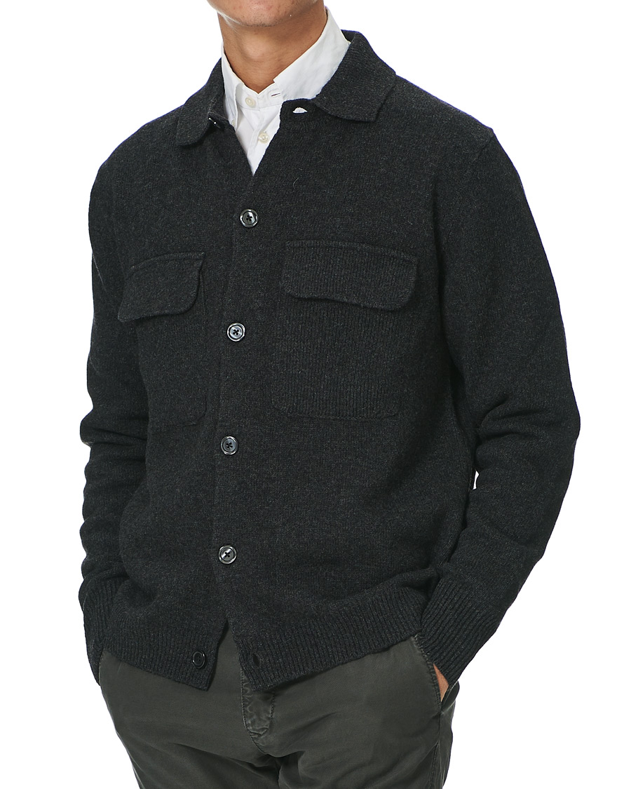 Herre | Trøjer | Oscar Jacobson | Logan Wool Cardigan Charcoal