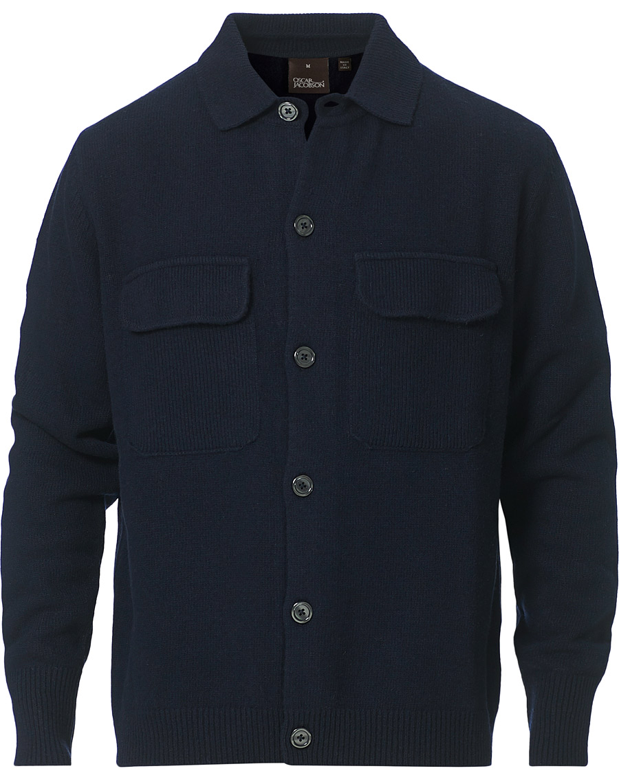 Herre | Trøjer | Oscar Jacobson | Logan Wool Cardigan Navy