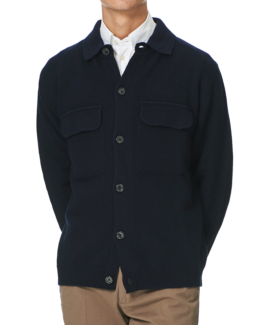 Herre | Trøjer | Oscar Jacobson | Logan Wool Cardigan Navy