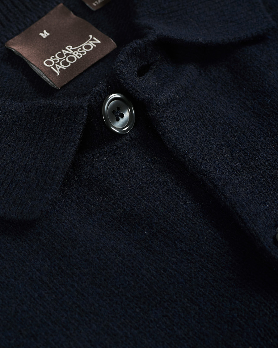 Herre | Trøjer | Oscar Jacobson | Logan Wool Cardigan Navy