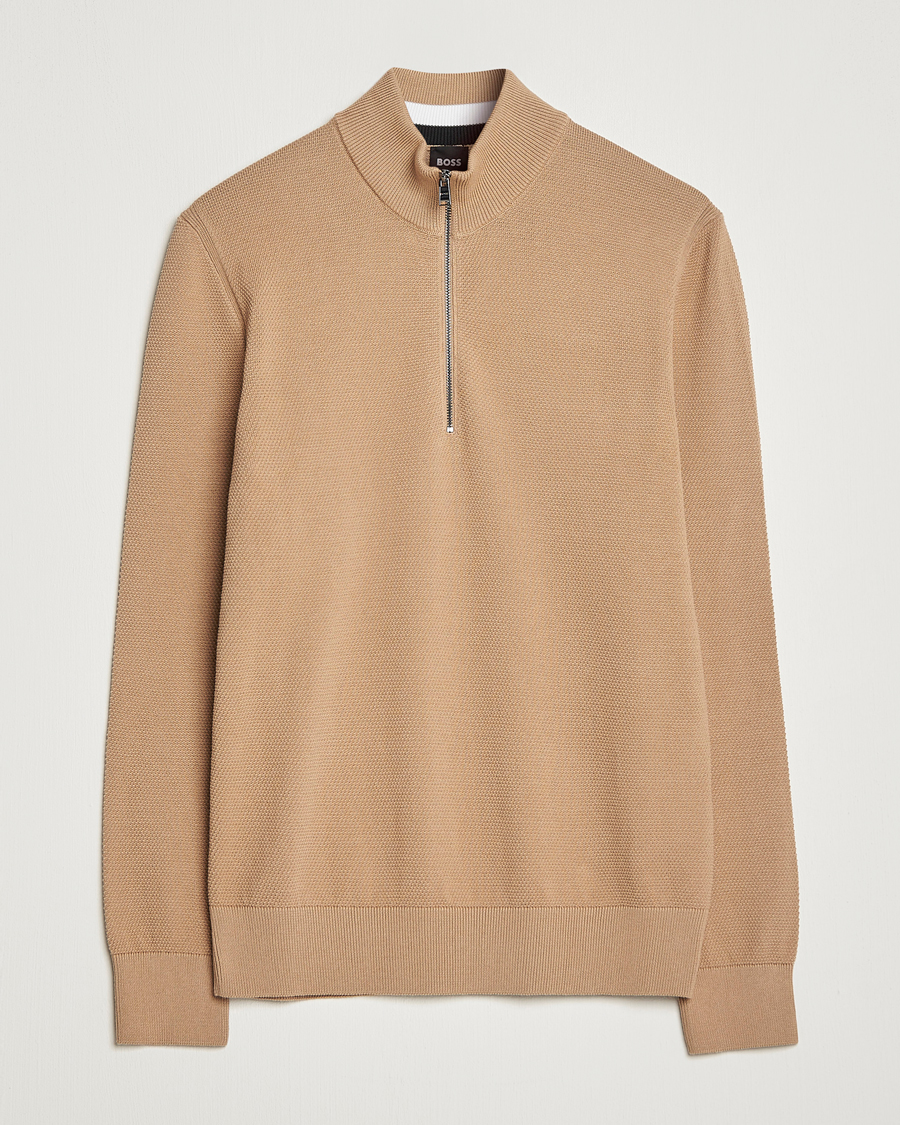 Herre | Trøjer | BOSS BLACK | Ebrando Half-Zip Medium Beige