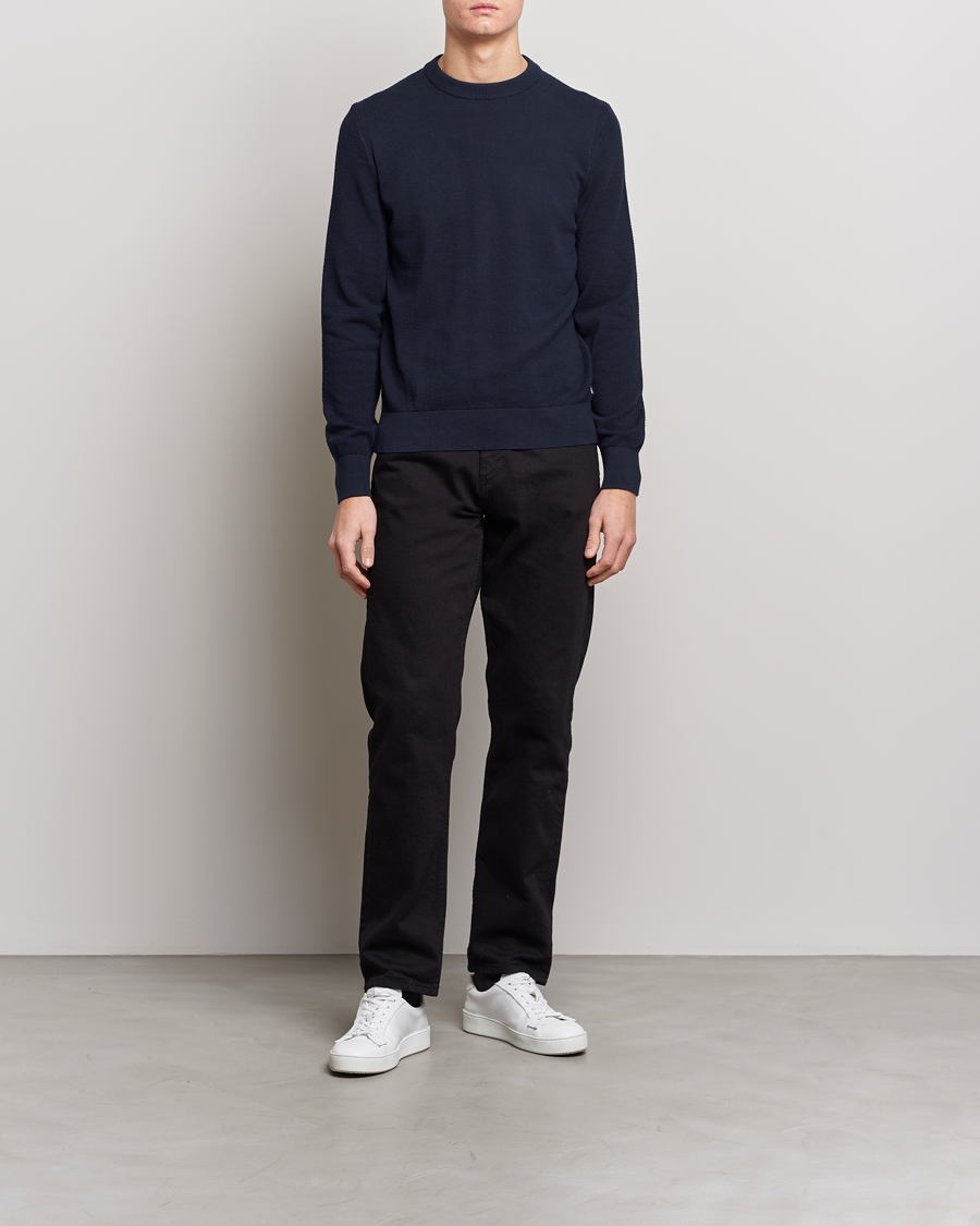 Herre | Trøjer | BOSS BLACK | Ecaio Knitted Structured Sweater Dark Blue