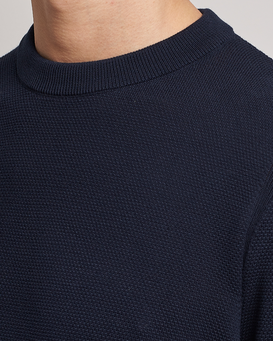Herre | Trøjer | BOSS BLACK | Ecaio Knitted Structured Sweater Dark Blue