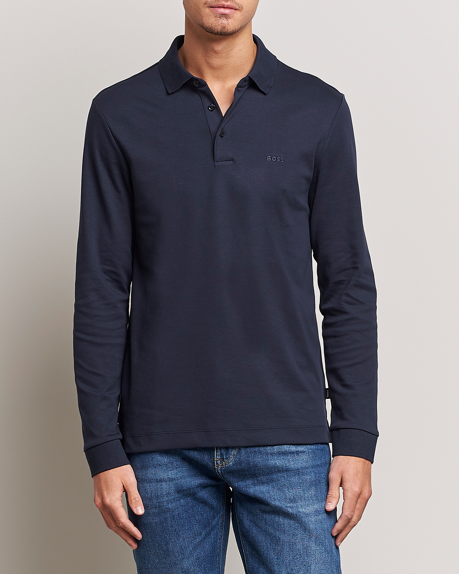 Herre | Strikkede polotrøjer | BOSS | Pado Knitted Polo Shirt Dark Blue
