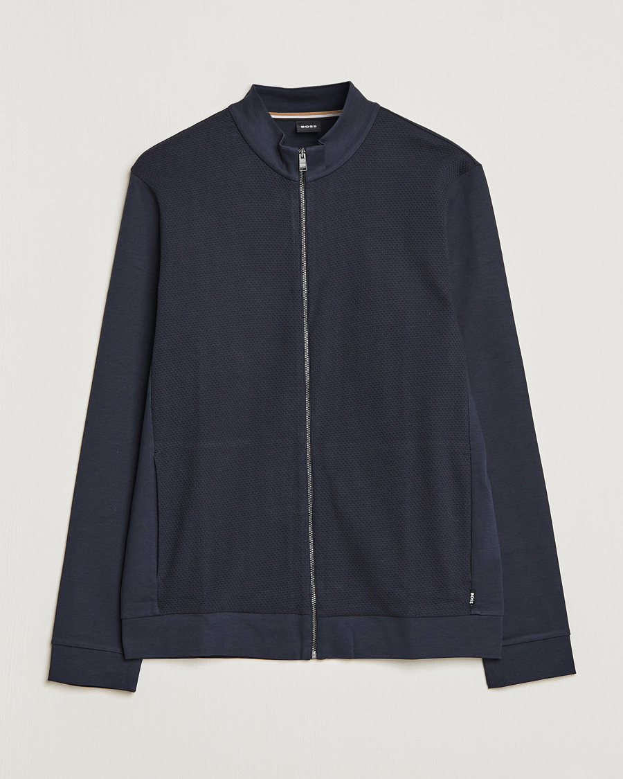 Herre |  | BOSS BLACK | Skiles Knitted Full-Zip Sweater Dark Blue