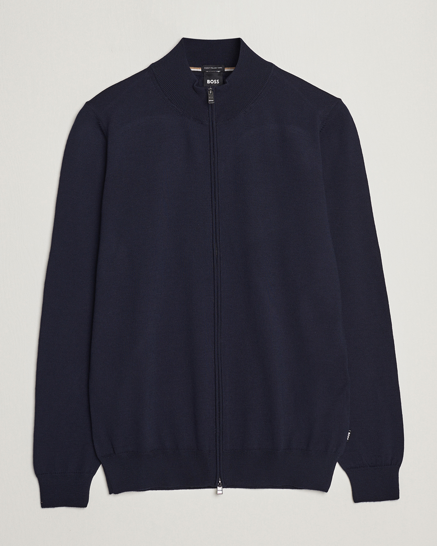 Herre | Trøjer | BOSS BLACK | Balonso Full-Zip Sweater Dark Blue