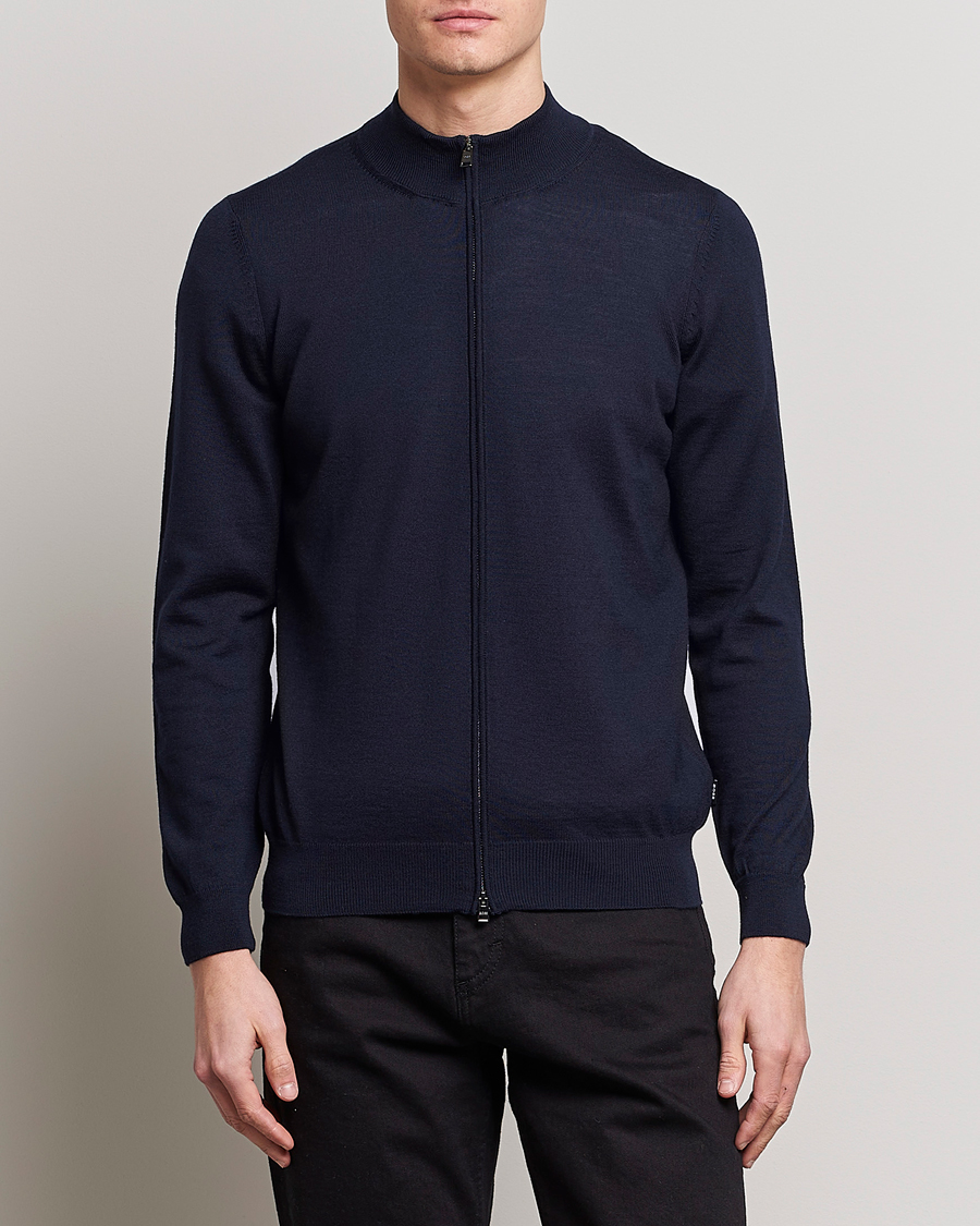 Herre | BOSS | BOSS BLACK | Balonso Full-Zip Sweater Dark Blue