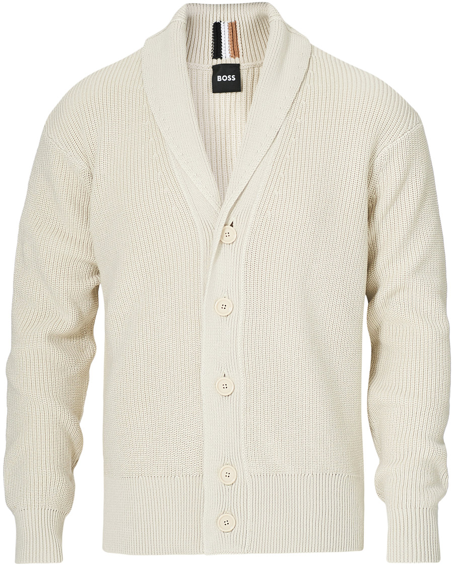 Herre | Trøjer | BOSS BLACK | BOSS Etion Shawl Collar Cardigan Open White