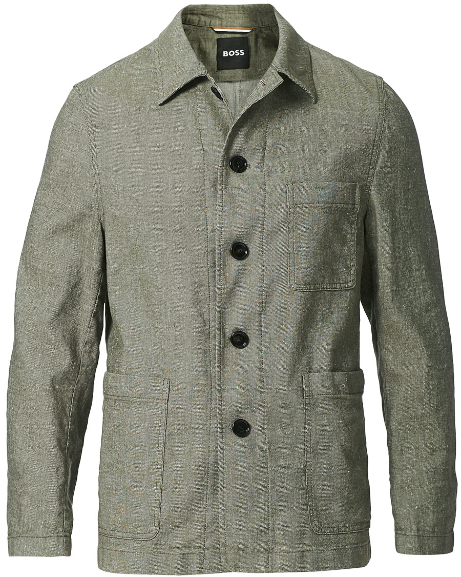 Herre | Blazere & jakker | BOSS BLACK | BOSS Carper Cotton/Linen Workwear Jacket Open Green