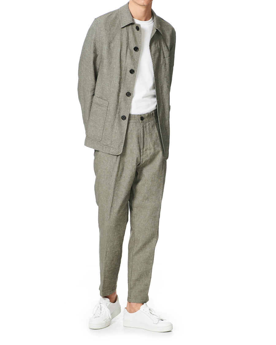 Herre | Blazere & jakker | BOSS BLACK | BOSS Carper Cotton/Linen Workwear Jacket Open Green