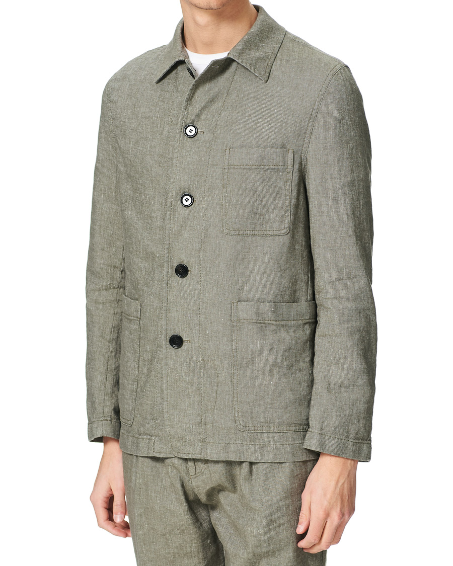 Herre | Blazere & jakker | BOSS BLACK | BOSS Carper Cotton/Linen Workwear Jacket Open Green