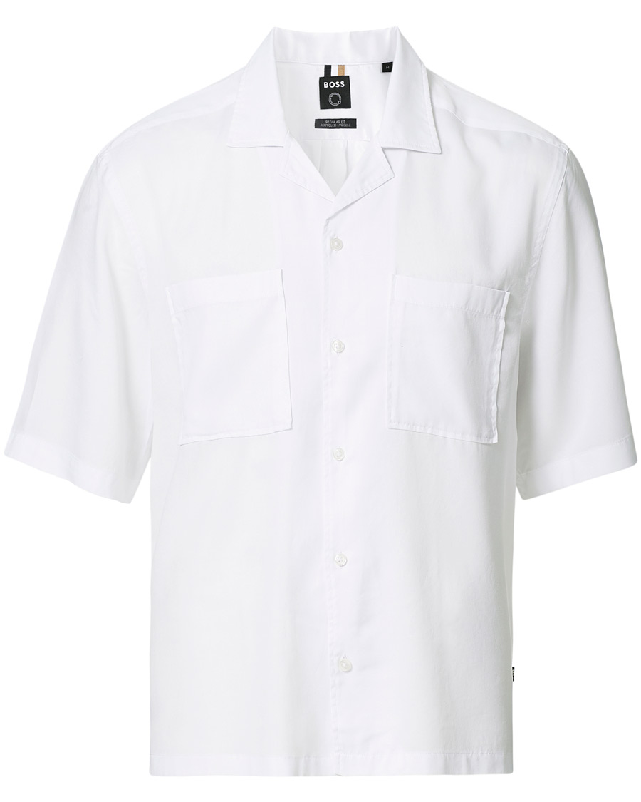 Herre | Skjorter | BOSS BLACK | BOSS Lars Resort Collar Short Sleeve Shirt White