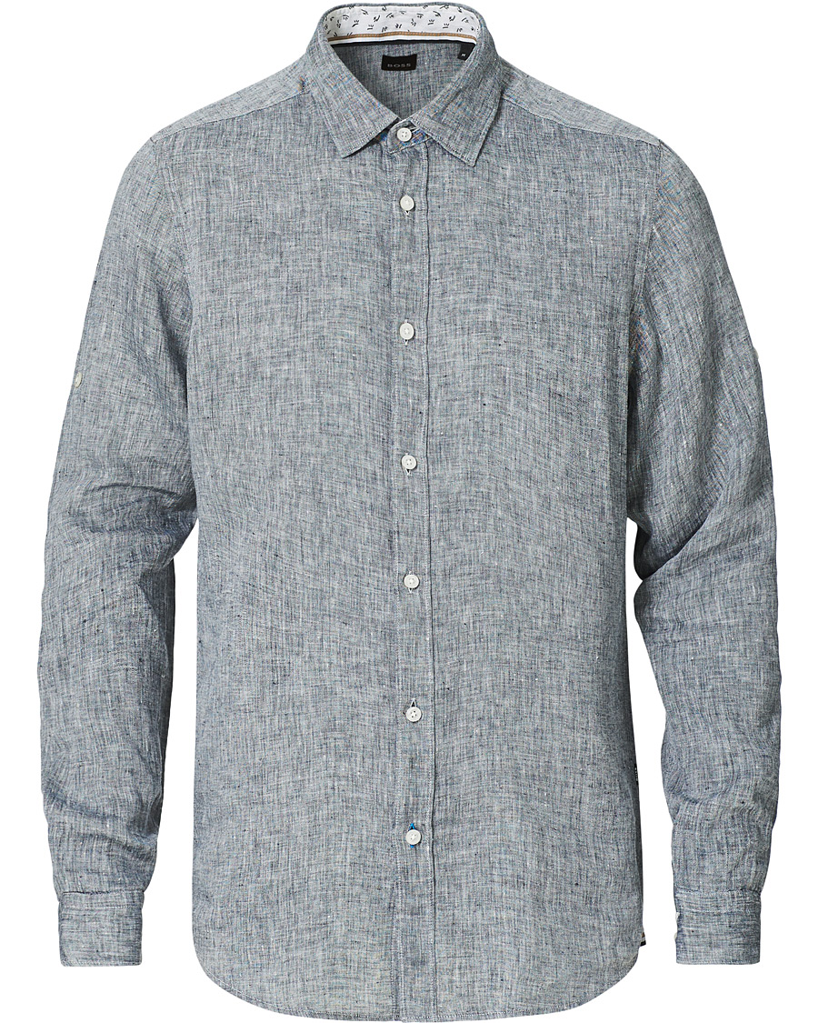 Herre | Skjorter | BOSS BLACK | BOSS Lukas Linen Shirt Dark Blue