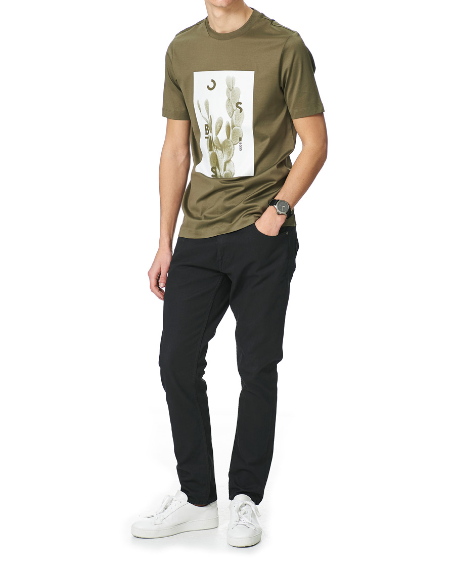 Herre | T-Shirts | BOSS BLACK | BOSS Tessler Photoprint Crew Neck Tee Open Green