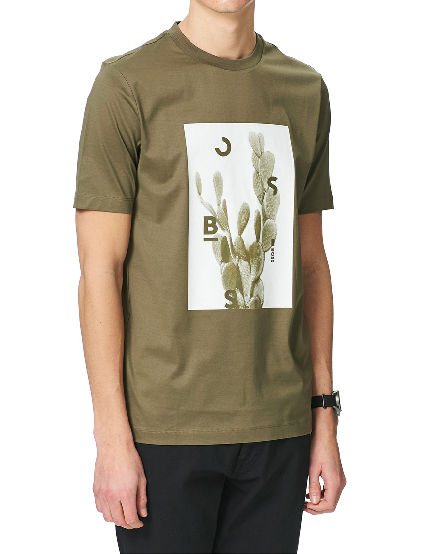 Herre | T-Shirts | BOSS BLACK | BOSS Tessler Photoprint Crew Neck Tee Open Green