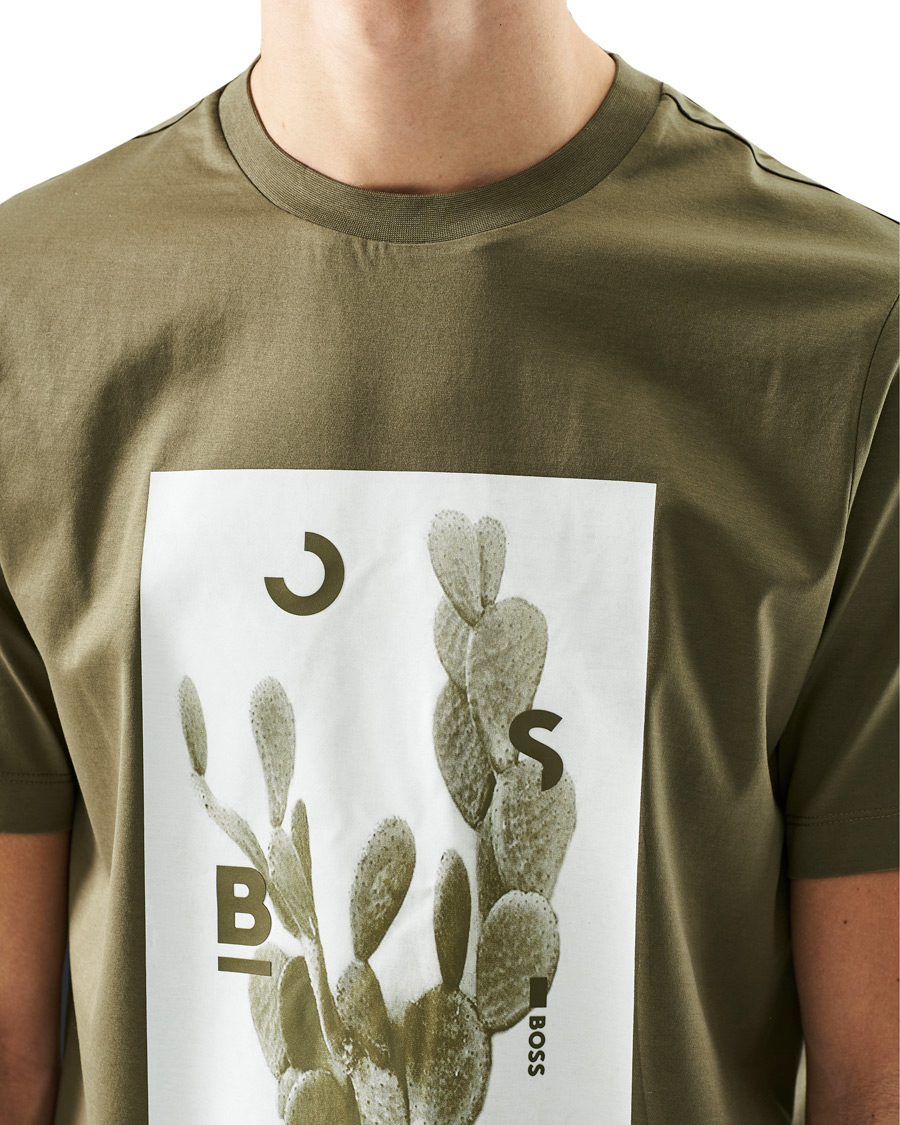 Herre | T-Shirts | BOSS BLACK | BOSS Tessler Photoprint Crew Neck Tee Open Green