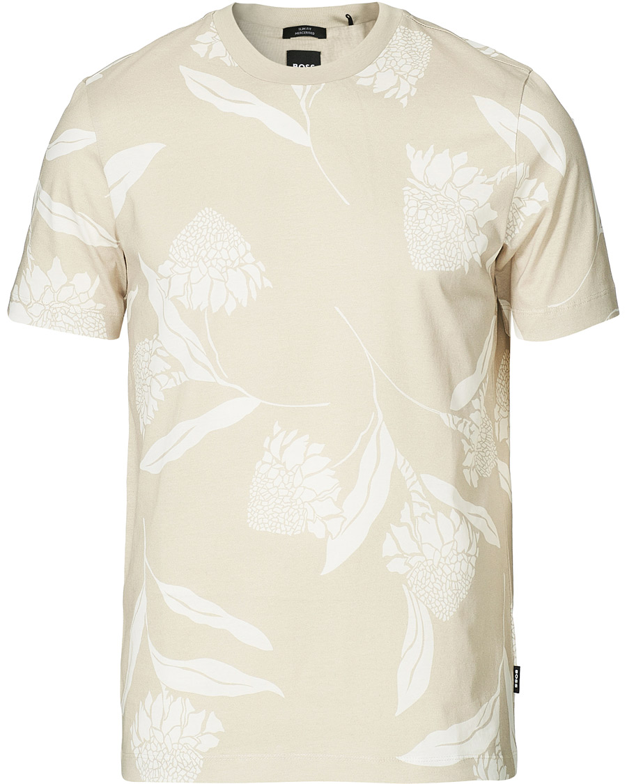 Herre | T-Shirts | BOSS BLACK | BOSS Tessler Printed Flower Tee Light Beige