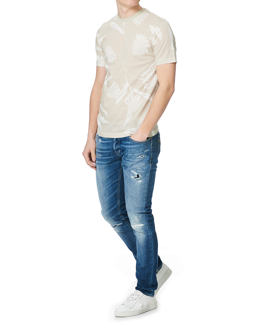 Herre | T-Shirts | BOSS BLACK | BOSS Tessler Printed Flower Tee Light Beige