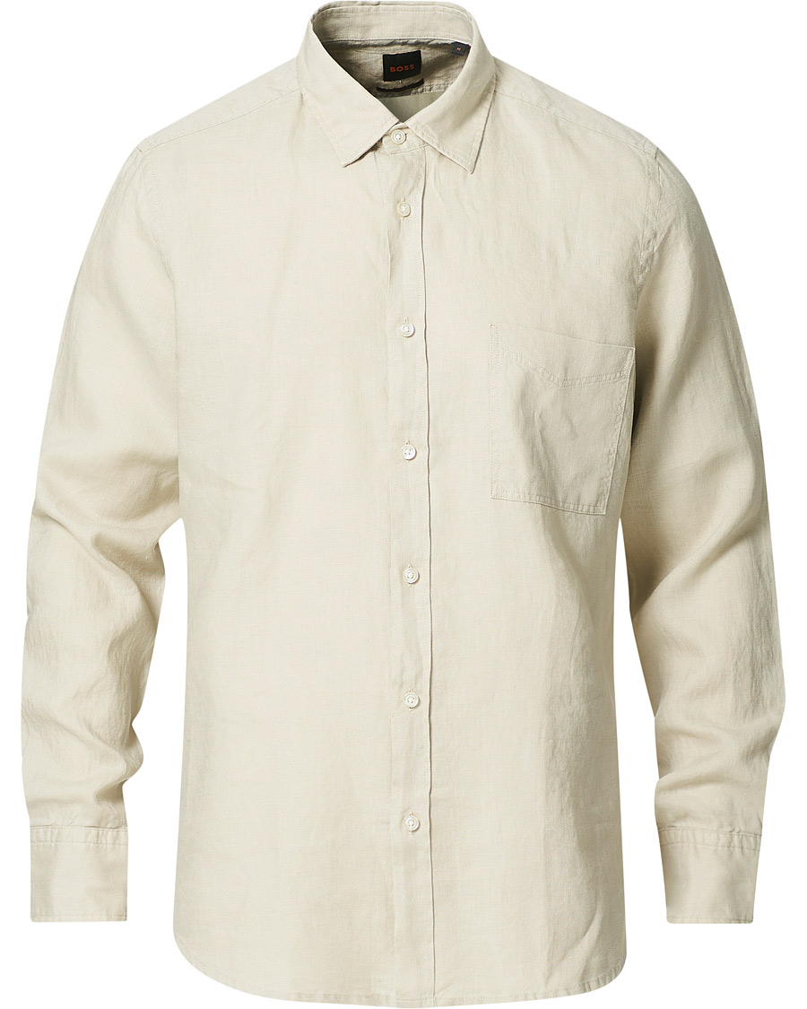 Herre | Skjorter | BOSS ORANGE | BOSS Casual Relegent Linen Shirt Light Beige