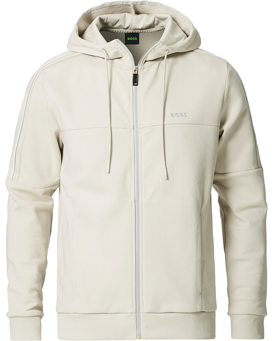 Herre | Trøjer | BOSS GREEN | BOSS Athleisure Saggy Full Zip Hoodie Light Beige