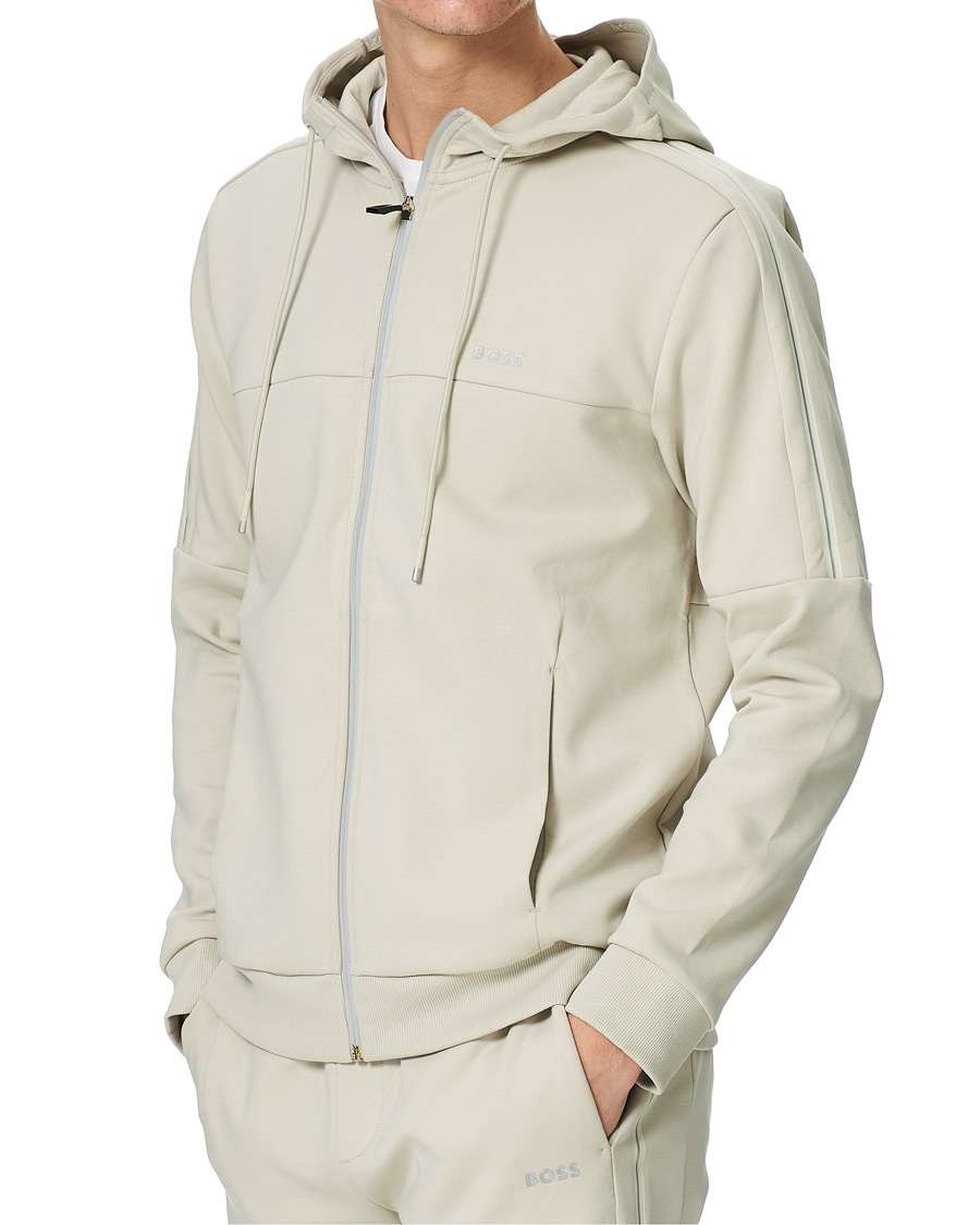 Herre | Trøjer | BOSS GREEN | BOSS Athleisure Saggy Full Zip Hoodie Light Beige