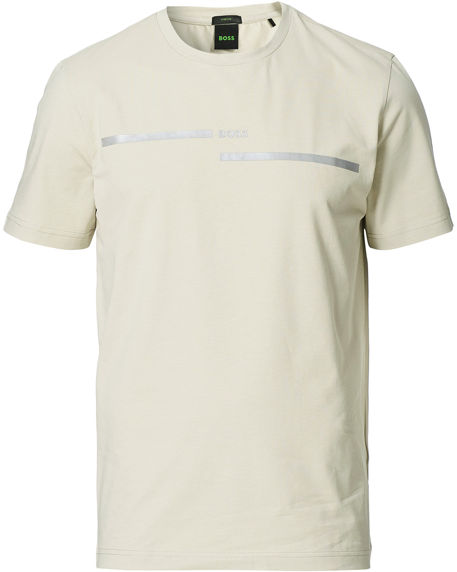 Herre | T-Shirts | BOSS GREEN | BOSS Athleisure Taped Logo Crew Neck Tee Light Beige