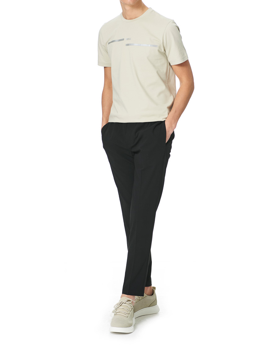 Herre | T-Shirts | BOSS GREEN | BOSS Athleisure Taped Logo Crew Neck Tee Light Beige
