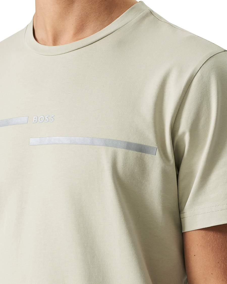 Herre | T-Shirts | BOSS GREEN | BOSS Athleisure Taped Logo Crew Neck Tee Light Beige