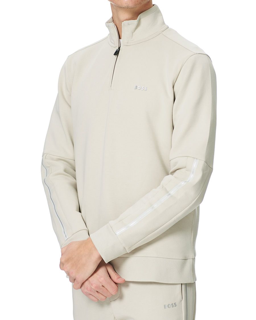 Herre | Trøjer | BOSS GREEN | BOSS Athleisure Sweat Half Zip Light Beige